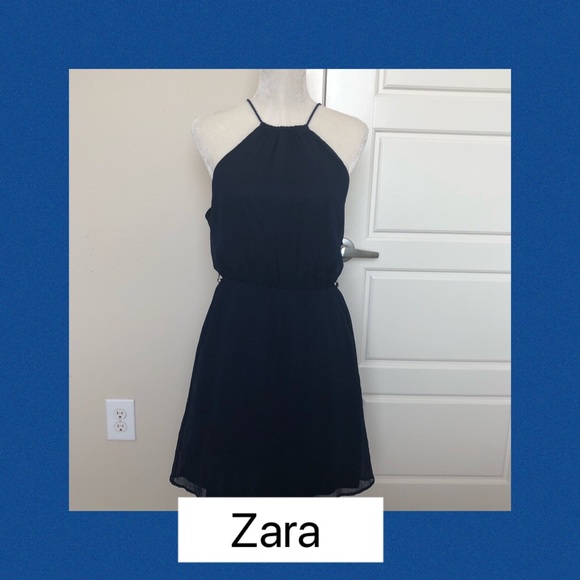 Zara Dresses & Skirts - Zara Navy Blue Trafaluc dress Size M